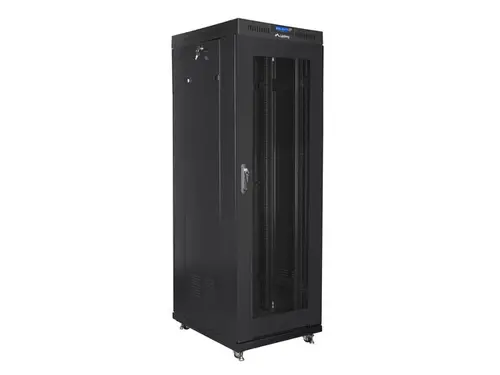 Dulap de comunicații, Lanberg rack cabinet 19" independent 37U / 600x800 autoasamblare flat pack cu ușă perforată LCD, negru - 1