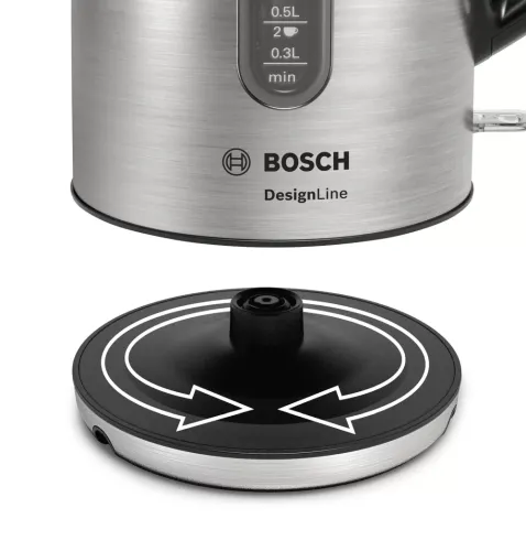 Електрическа кана, Bosch TWK4P440, Kettle, DesignLine, 2000-2400 W, 1.7 l,  OneCup function, Stainless steel - image 3