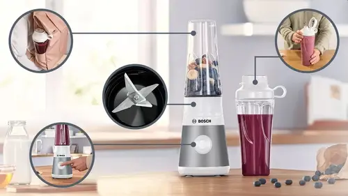 Блендер, Bosch MMB2111T, Blender VitaPower Series 2, 0,6 L, 450 W, ToGo bottle from Tritan, Silver - image 3