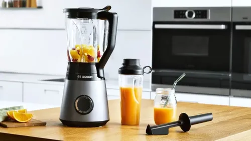 Блендер, Bosch MMB6174S Series 4, VitaPower Blender, 1200 W, Glass ThermoSafe jug 1.5 l, Tritan ToGo bottle 0.6 l, Two speed settings and pulse function, ProEdge stainless steel blades made in Solingen, Silver - image 4