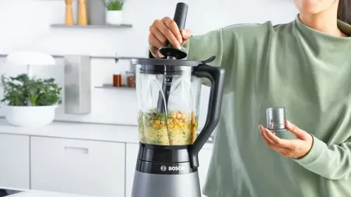 Блендер, Bosch MMB6174S Series 4, VitaPower Blender, 1200 W, Glass ThermoSafe jug 1.5 l, Tritan ToGo bottle 0.6 l, Two speed settings and pulse function, ProEdge stainless steel blades made in Solingen, Silver - image 8