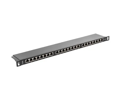 Patch panel, Lanberg patch panel 24 porturi 0.5U CAT.6 ecranat, negru - 2