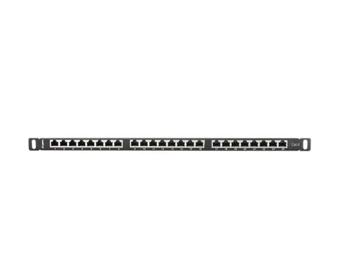 Patch panel, Lanberg patch panel 24 porturi 0.5U CAT.6 ecranat, negru - 3