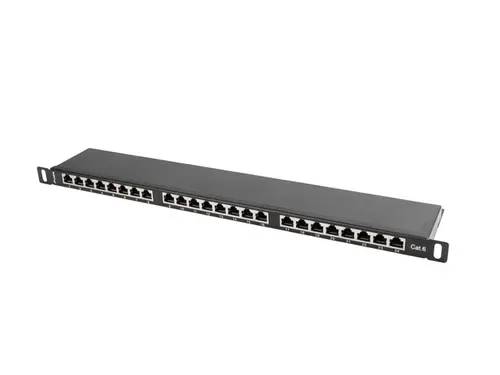 Patch panel, Lanberg patch panel 24 θυρών 0.5U CAT.6 θωρακισμένο, μαύρο Patch panel, Lanberg patch panel 24 θυρών 0.5U CAT.6 θωρακισμένο, μαύρο