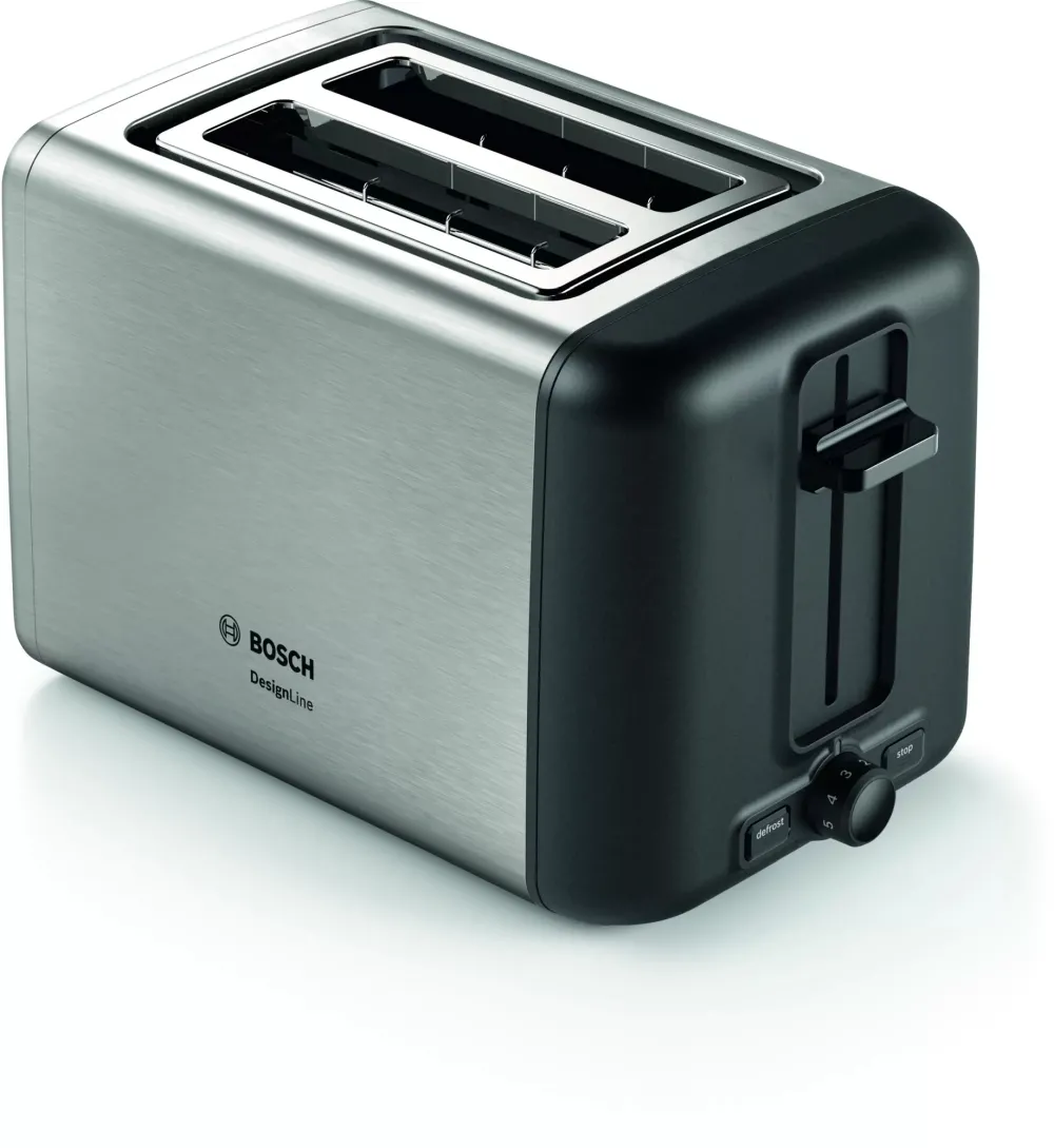 Тостер, Bosch TAT3P420, Compact toaster,DesignLine,Stainless steel, 820-970 W, Auto power off, Defrost and warm setting, Lifting high