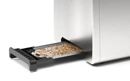 Prăjitor de pâine, Bosch TAT3P420, Prăjitor de pâine compact, DesignLine, Oțel inoxidabil, 820-970 W, Oprire automată, Funcții de dezghețare - 3
