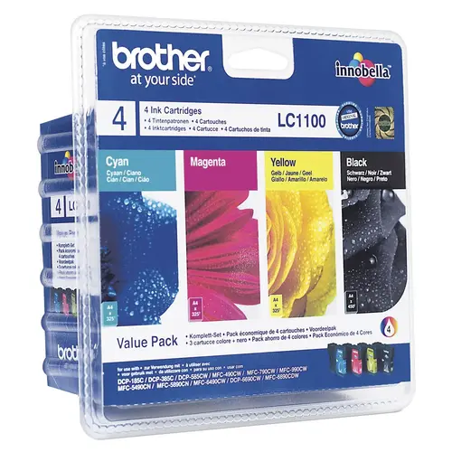 Консуматив, Brother LC-1100BK/C/M/Y VALUE BP Ink Cartridge Standard Set Консуматив, Brother LC-1100BK/C/M/Y VALUE BP Ink Cartridge Standard Set