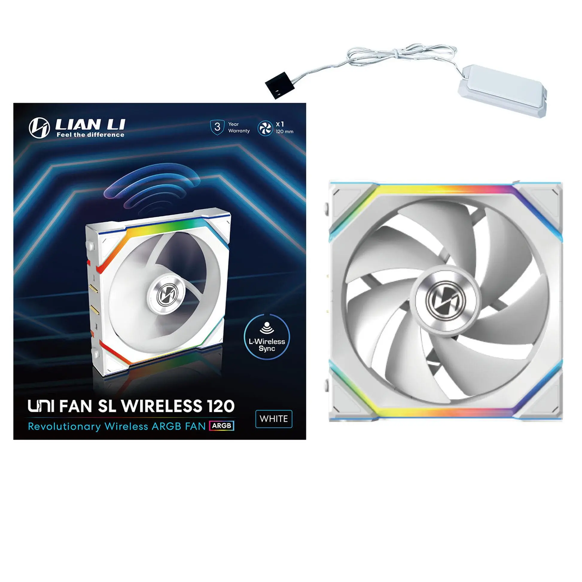 Ventilator Lian Li UNI FAN SL Wireless ARGB PWM - 120 mm Alb - image 6