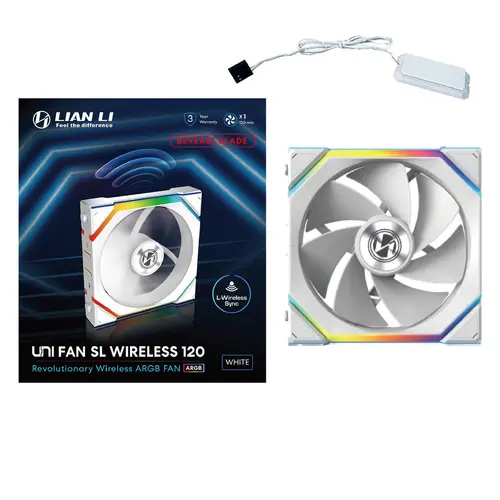 Вентилатор Lian Li UNI FAN SL Wireless ARGB PWM Reverse Blade - 120 mm Бял - image 6