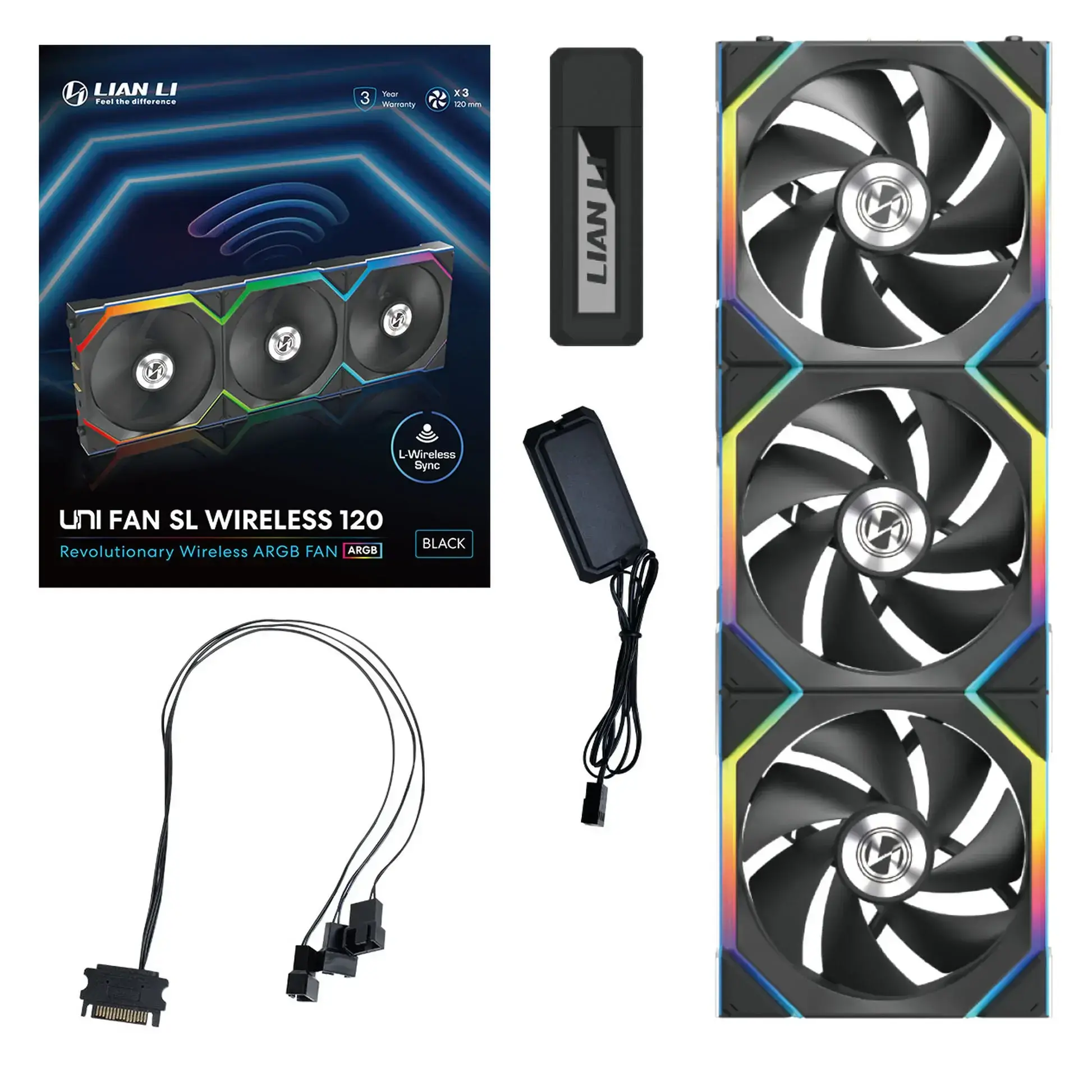 Вентилатори 3бр Lian Li UNI FAN SL Wireless ARGB PWM - 120 mm Черен + Контролер - image 10