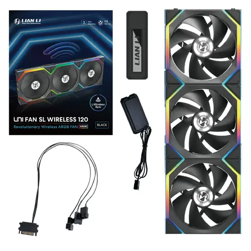 Ανεμιστήρες 3τμχ Lian Li UNI FAN SL Wireless ARGB PWM - 120 mm Μαύροι + Χειριστήριο - 11