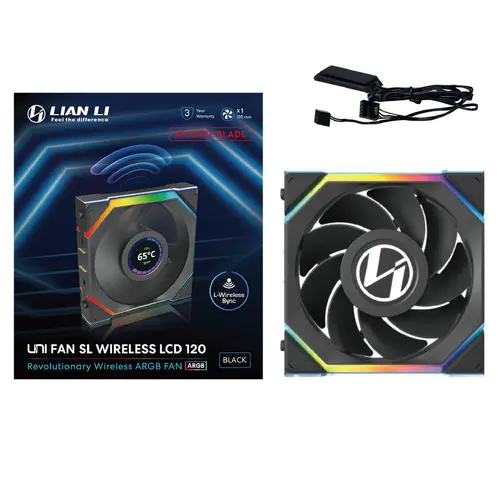 Ventilator Lian Li UNI FAN SL Wireless LCD Reverse Blade ARGB PWM - 120 mm Negru - 7
