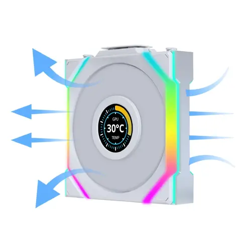 Вентилатори 3бр Lian Li UNI FAN SL Wireless LCD Reverse Blade ARGB PWM - 120 mm Бели - image 2