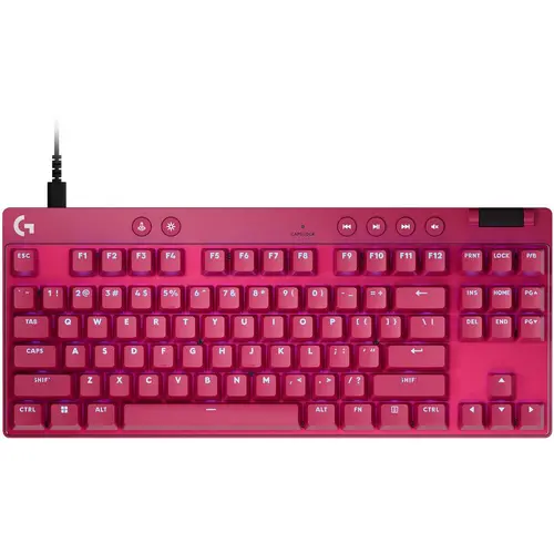 Геймърска механична клавиатура Logitech G Pro X RAPID TKL, Magnetic Analog Switch, Magenta