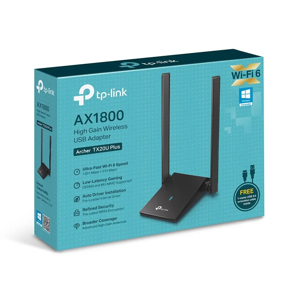 Безжичен адаптер TP-LINK Archer TX20U Plus, AX1800,двулентов,USB 3.0, 2 външ.ант - image 5