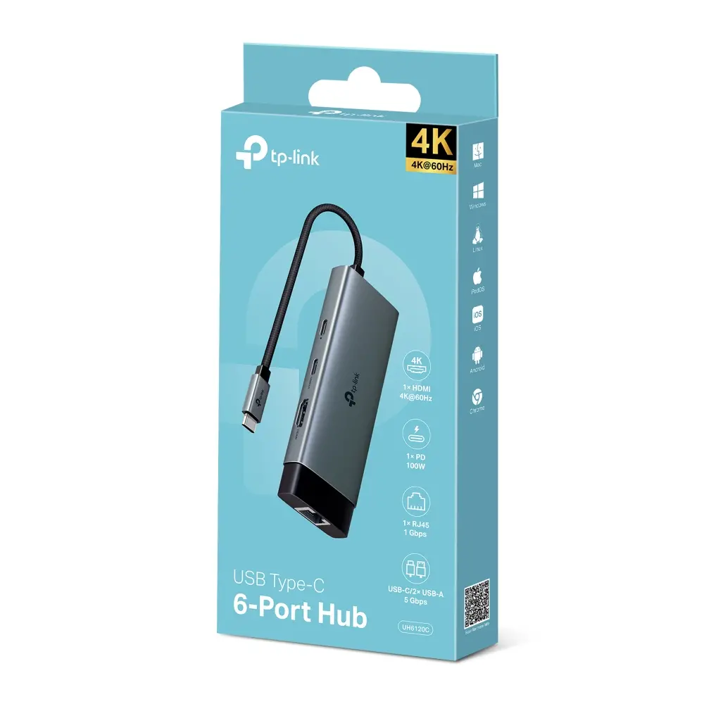 Хъб TP-LINK UH6120C, USB Type-C 6 в 1, 1 порт HDMI 4К - image 6
