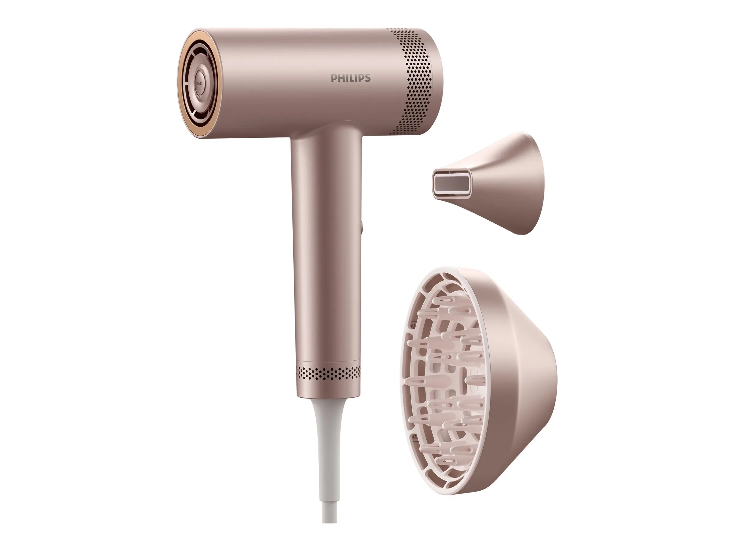 PHILIPS Сешоар 1400W Series 8000 ThermoShield Advanced технология йонна грижа 10 настройки Магнитни накрайници цвят розов