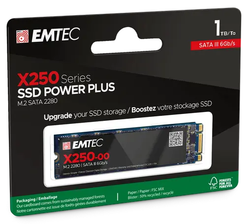 Твърд диск, EMTEC SSD X250 1TB M2 SATA - 1