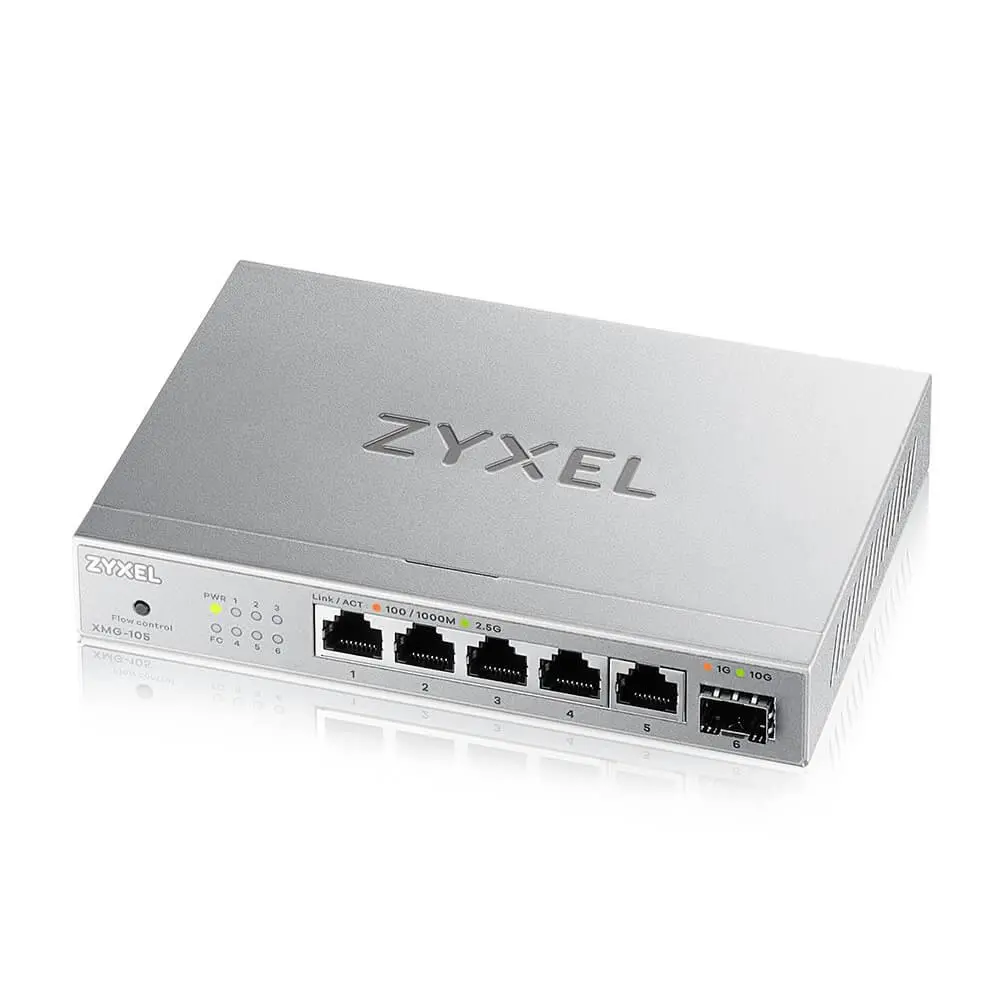 Комутатор, ZyXEL XMG-105 5 Ports 2,5G + 1 SFP+ MultiGig unmanaged Desktop Switch - image 2