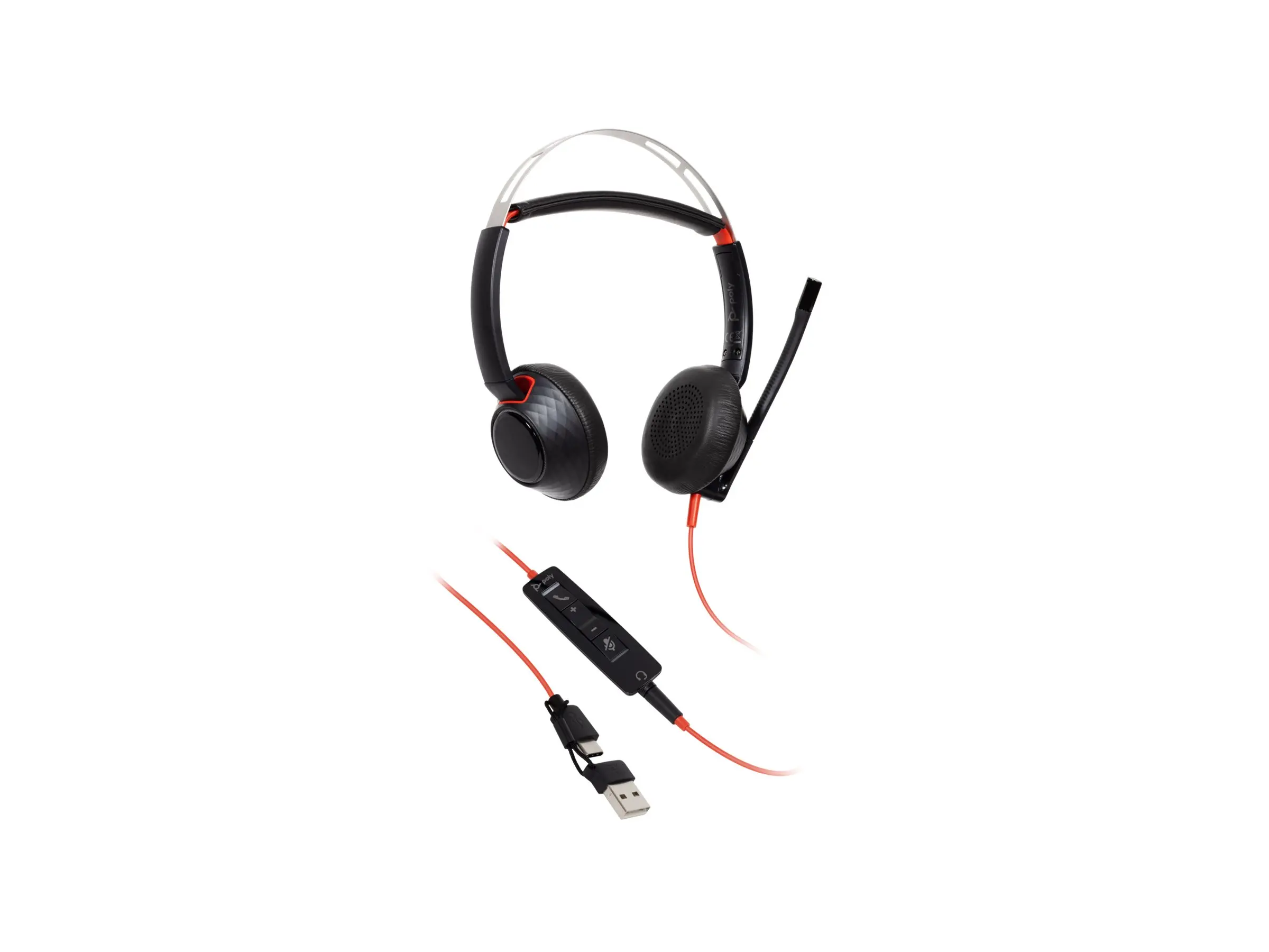 HP Poly Blackwire 5220 Stereo USB-C Headset +3.5mm Plug +USB-C/A Adapter - image 8