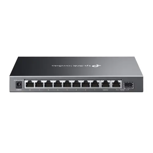 Omada 10-Port Gigabit Easy Managed Switch with 8-Port PoE+ 8× Gigabit PoE+ Ports, 1x Gigabit Non-PoE Ports, 1× Combo Gigabit RJ45/SFP Port 802.3at/af, 123 W PoE Power, Desktop Steel Case and Fanless Integration with Omada SDN Controller - image 1