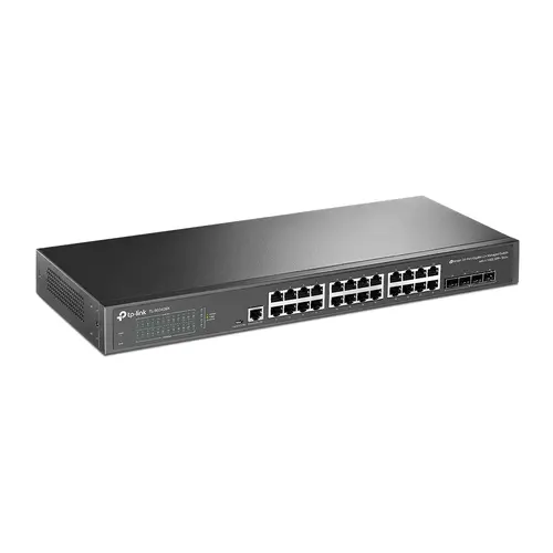 TP-Link SG3428X Omada 24-Port Gigabit L2+ Managed Switch with 4 10GE SFP+ Slots, 24× Gigabit RJ45 ports and 4× 10GE SFP+ slots, Omada APP, Static Routing, VLAN, ACL, QoS, IGMP Snooping, OAM, DDM, ERPS, Fanless, 1U, Zero-TouchProvisioning, ERPS - image 1