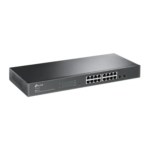 TP-Link SG2218 Omada 16-Port Gigabit Smart Switch with 2 SFP Slots, 16×G RJ45 ports and 2×G SFP slots, Fanless, Zero-Touch Provisioning, 802.1Q VLAN, STP/RSTP/MSTP, Omada App, Static Routing, Rack Mountable, 802.1p/DSCP QoS, ACL, 802.1x, CLI, SNMP - image 1