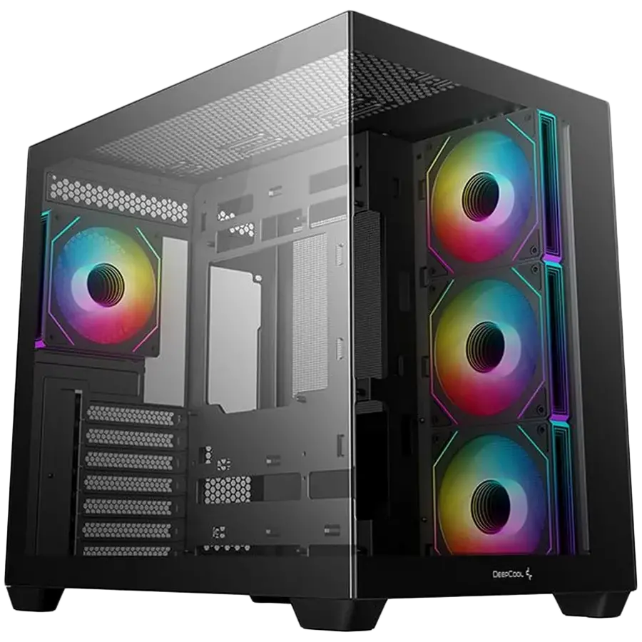DeepCool CG530 4F, Mid Tower, Mini-ITX/Micro-ATX/ATX, Rear Connector support, 2xUSB3.0, 1xType-C Gen 2, 1xAudio, 3x120mm ARGB Reverse Fan, 1x120mm ARGB Fan, Tempered Glass, Mesh Panel, Black, R-CG530-BKADA4-G-1