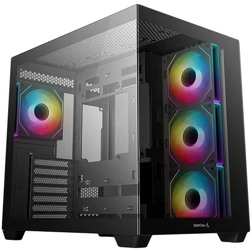 DeepCool CG530 4F, Mid Tower, Mini-ITX/Micro-ATX/ATX, Rear Connector support, 2xUSB3.0, 1xType-C Gen 2, 1xAudio, 3x120mm ARGB Reverse Fan, 1x120mm ARGB Fan, Tempered Glass, Mesh Panel, Black, R-CG530-BKADA4-G-1