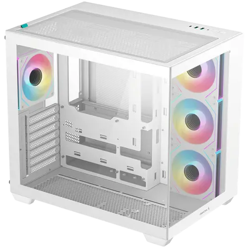DeepCool CG530 4F WH, Mid Tower, Mini-ITX/Micro-ATX/ATX, Rear Connector support, 2xUSB3.0, 1xType-C Gen 2, 1xAudio, 3x120mm ARGB Reverse Fan, 1x120mm ARGB Fan, Tempered Glass, Mesh Panel, White, R-CG530-WHADA4-G-1
