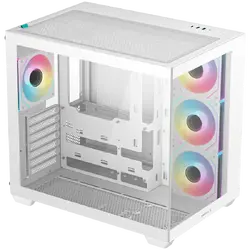 DeepCool CG530 4F WH, Mid Tower, Mini-ITX/Micro-ATX/ATX, Rear Connector support, 2xUSB3.0, 1xType-C Gen 2, 1xAudio, 3x120mm ARGB Reverse Fan, 1x120mm ARGB Fan, Tempered Glass, Mesh Panel, White, R-CG530-WHADA4-G-1