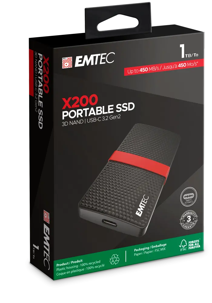 Εξωτερικός δίσκος, EMTEC EXT SSD X200 1T /USB-C