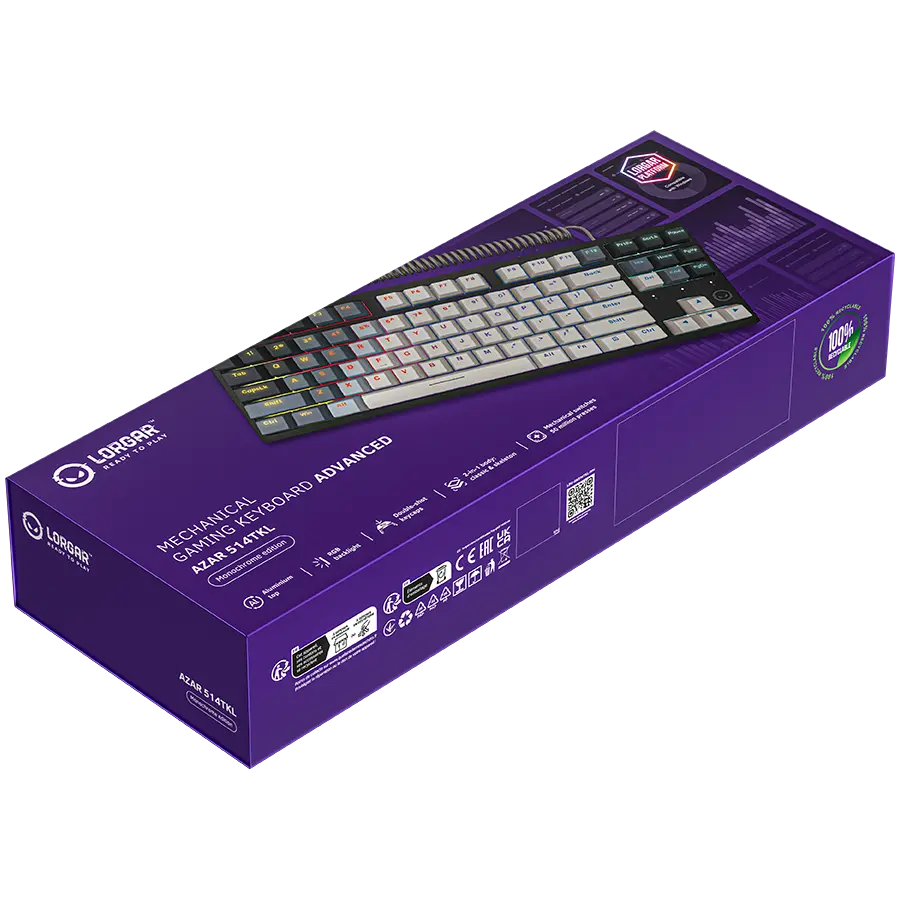 LORGAR Azar 514TKL, Wired RGB mechanical gaming keyboard, white, EN layout - image 8