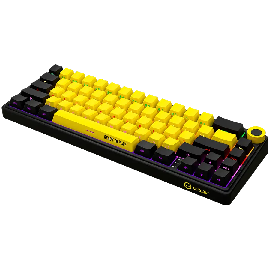 LORGAR KBP70MW, Wireless 65% Mechanical Gaming Keyboard Pro, Black/yellow, EN layout - image 1