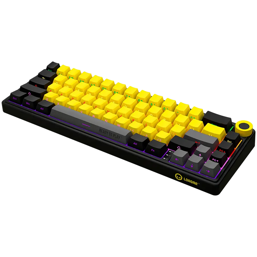 LORGAR KBP70MW, Wireless 65% Mechanical Gaming Keyboard Pro, Black/yellow, EN layout - image 6