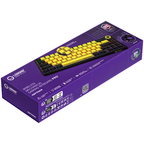 LORGAR KBP70MW, Wireless 65% Mechanical Gaming Keyboard Pro, Black/yellow, EN layout - image 9