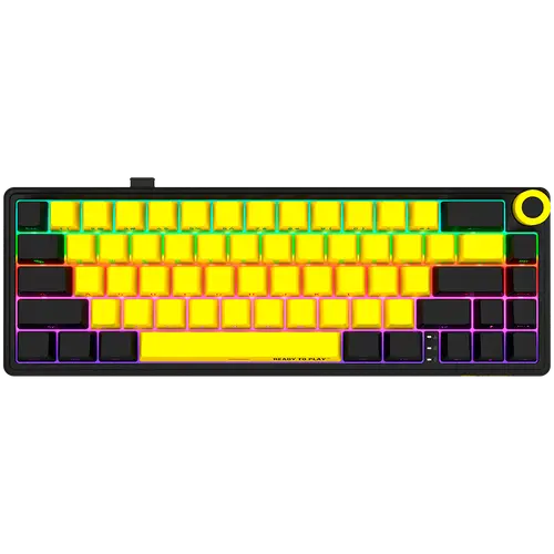 LORGAR KBP70MW, Tastatură mecanică gaming wireless 65% Pro, Negru/galben, layout EN - 1