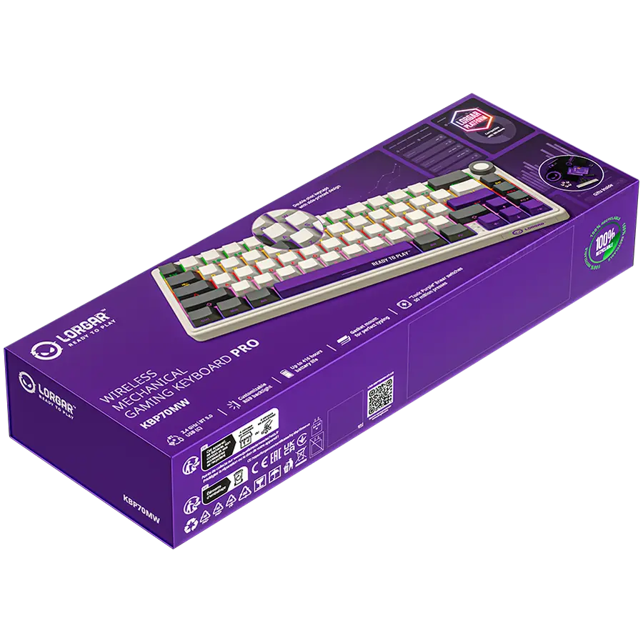 LORGAR KBP70MW, Wireless 65% Mechanical Gaming Keyboard Pro, Beige, EN layout - image 9