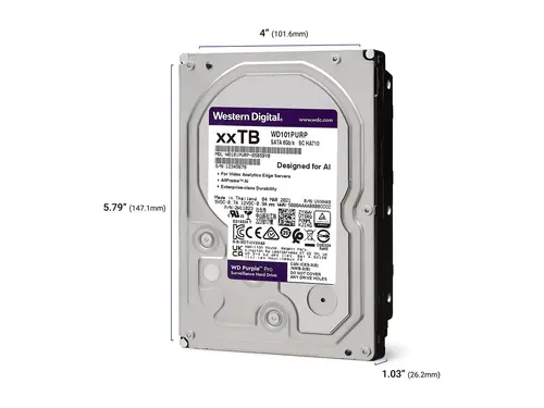 WD Purple Pro 10TB SATA 6Gb/s HDD 3.5inch internal 7200Rpm 256MB Cache 24x7 Bulk - 2