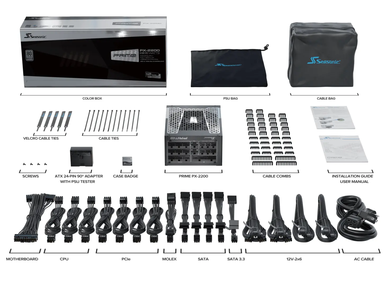 Захранващ блок Seasonic PRIME PX 2200W 80+ Platinum, ATX 3.1 - Full Modular - image 9