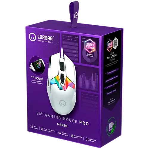 LORGAR Mouse Gaming MSP80 Pro Cu fir PixArt 3395 8K Alb - 8
