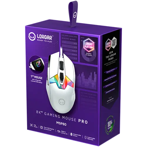 LORGAR MSP80, 8000 Hz Gaming Mouse Pro, White - image 7