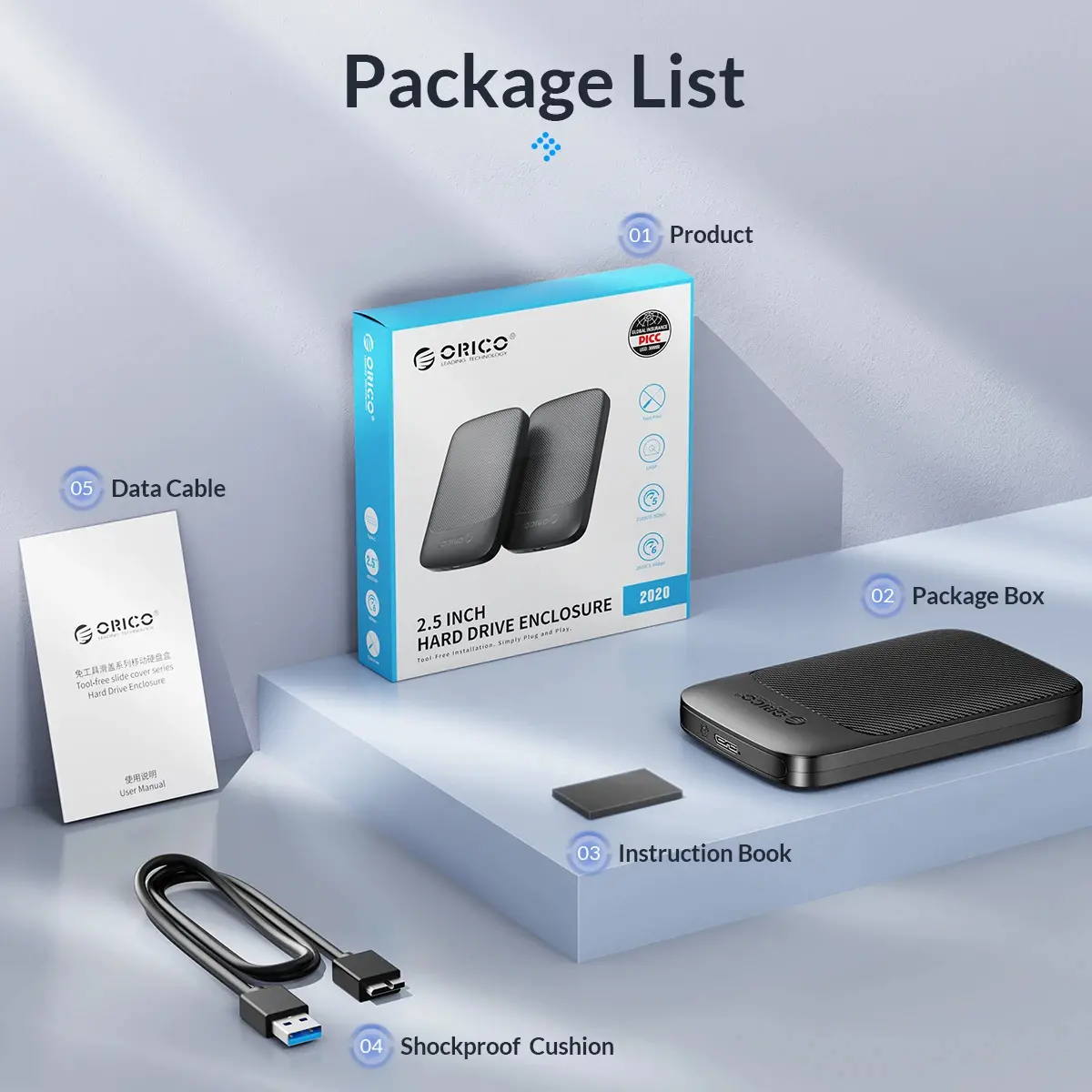 Orico кутия за диск Storage - Case - 2.5 inch USB-C - 2020C3-V1-BK - image 7