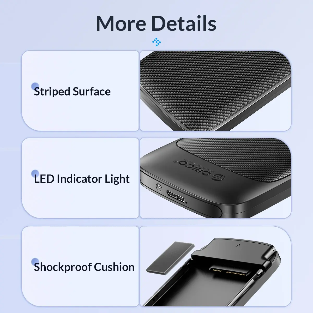 Orico кутия за диск Storage - Case - 2.5 inch USB-C - 2020C3-V1-BK - image 8