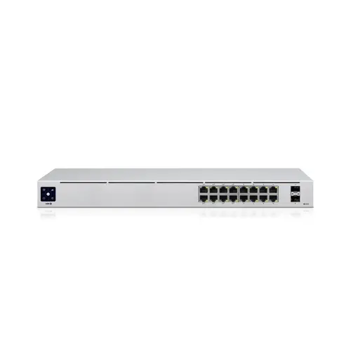 Комутатор Ubiquiti USW-16-POE, 8x Gbit PoE+, 8x GBit, 1xSFP слот, управляем, 42W