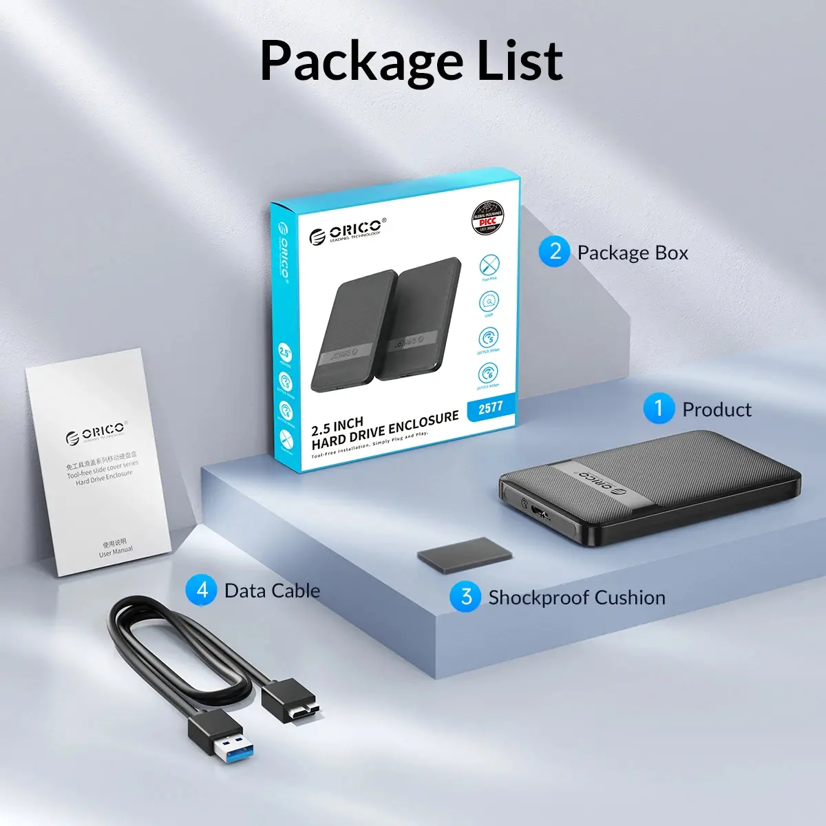 Orico кутия за диск Storage - Case - 2.5 inch USB-C - 2577C3-V1-BK - image 16