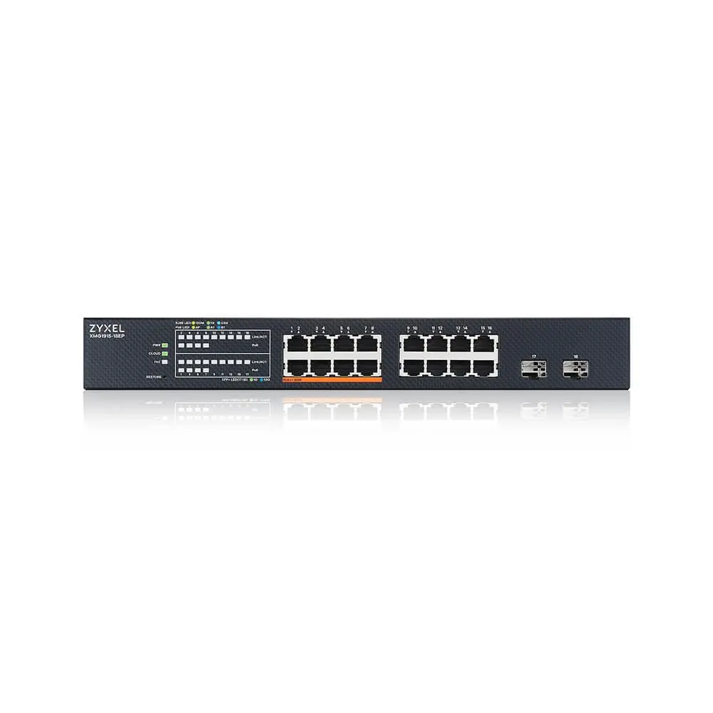 Комутатор, ZyXEL XMG1915-18EP, 16-port 2.5GbE, 2 SFP+, 8 x PoE++ 180W Smart Switch, hybird mode, standalone or NebulaFlex Cloud - image 1