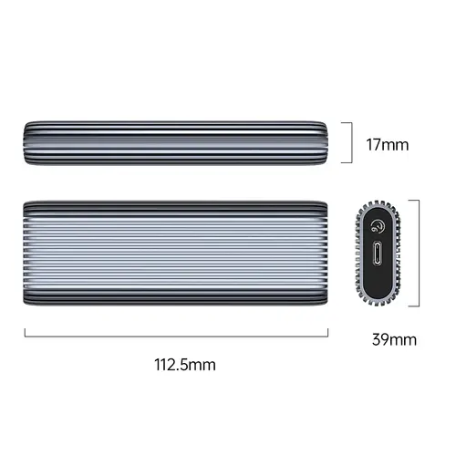 Orico външна кутия за диск Storage - Case - M.2 NVMe M-key 10 Gbps, Aluminium - AM2C3-G2-GY - image 2