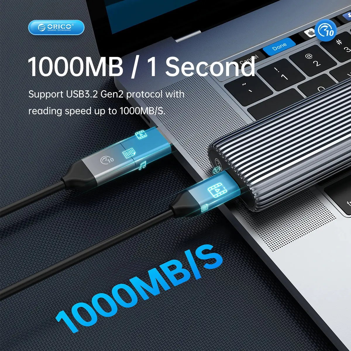 Orico външна кутия за диск Storage - Case - M.2 NVMe M-key 10 Gbps, Aluminium - AM2C3-G2-GY - image 5