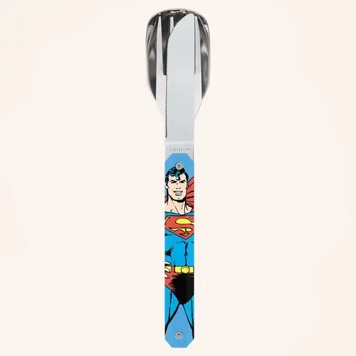 Комплект за хранене Akinod Straight Cutlery 12H34, Superman Vintage